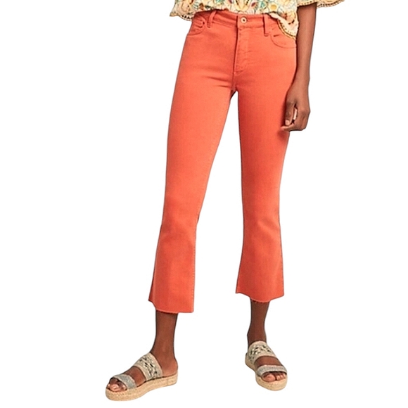 Anthropologie Denim - Anthropologie Pilcro orange high rise raw hem cropped boot cut jeans 27